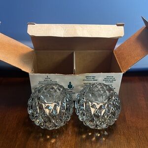 PartyLite Rockport Pair‎ Glass Votive Candle Holders-Set of 2 NIB